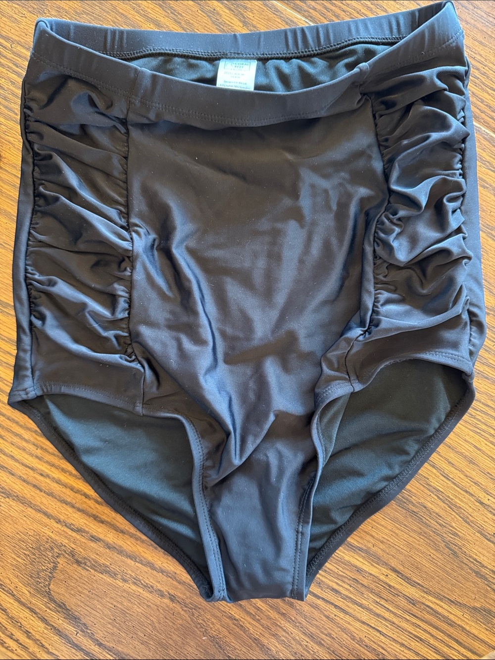 High-Waist Black Women’s Swim Brief with Side Ruching